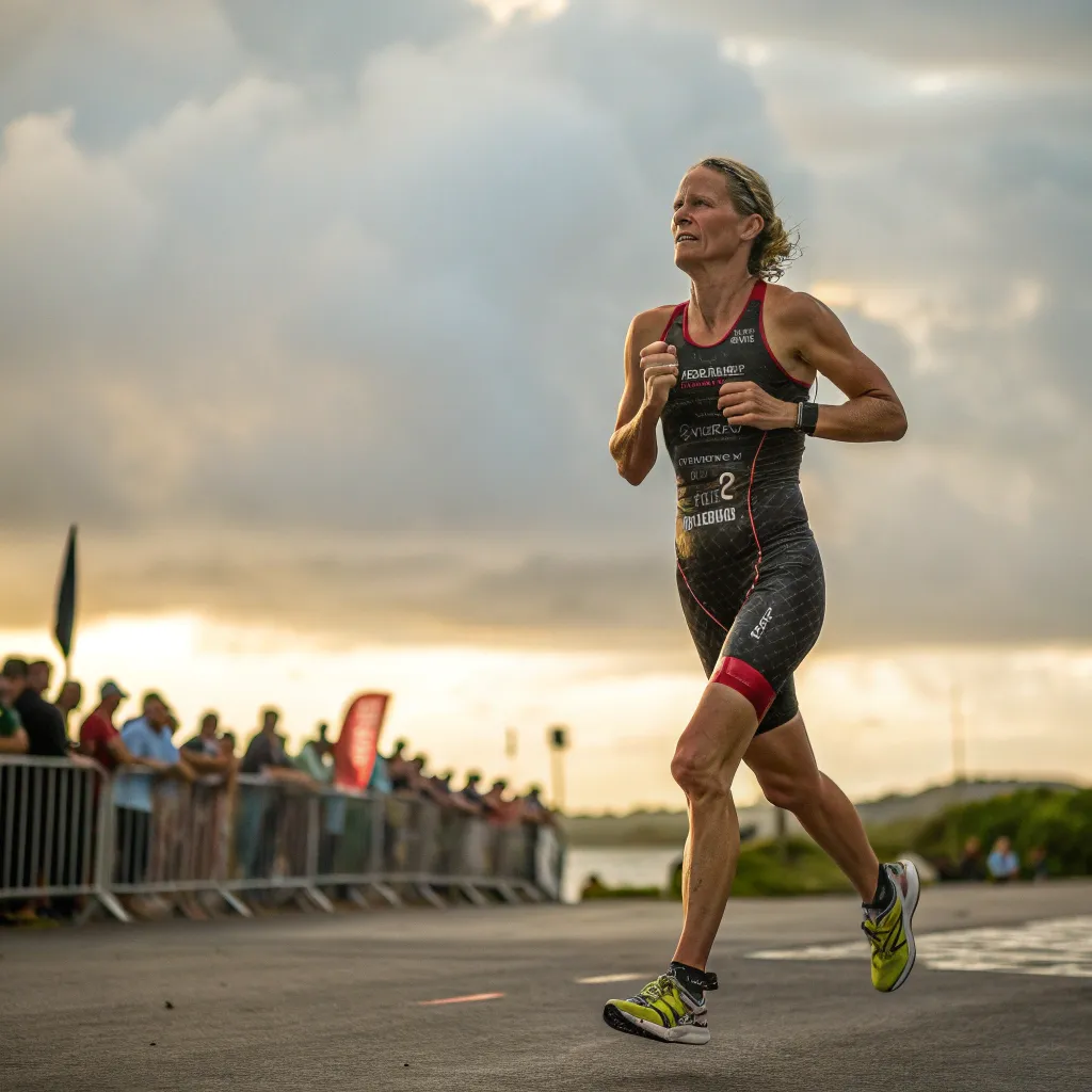 Susan completing a triathlon